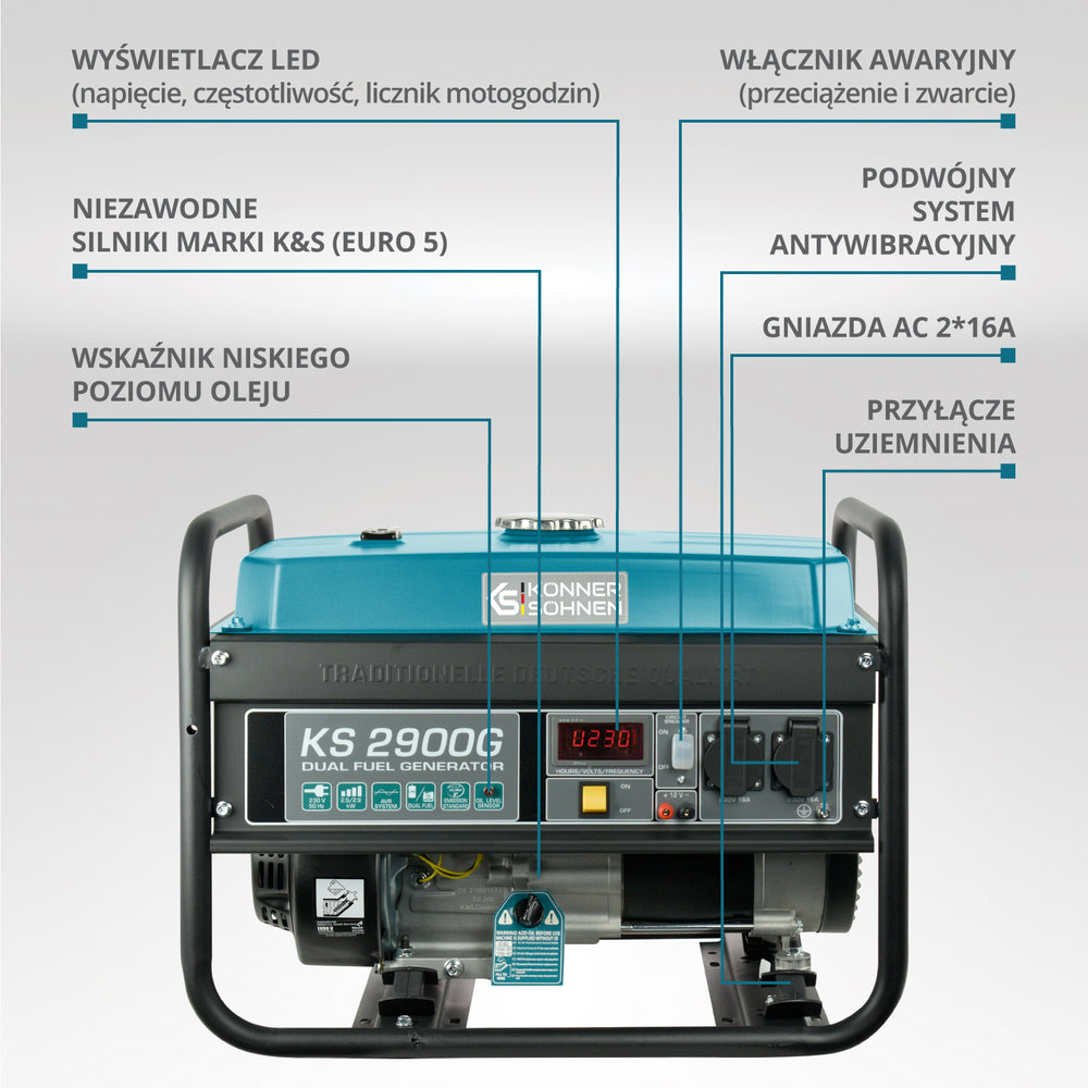 LPG/Benzininis generatorius "Könner & Söhnen" KS 2900G