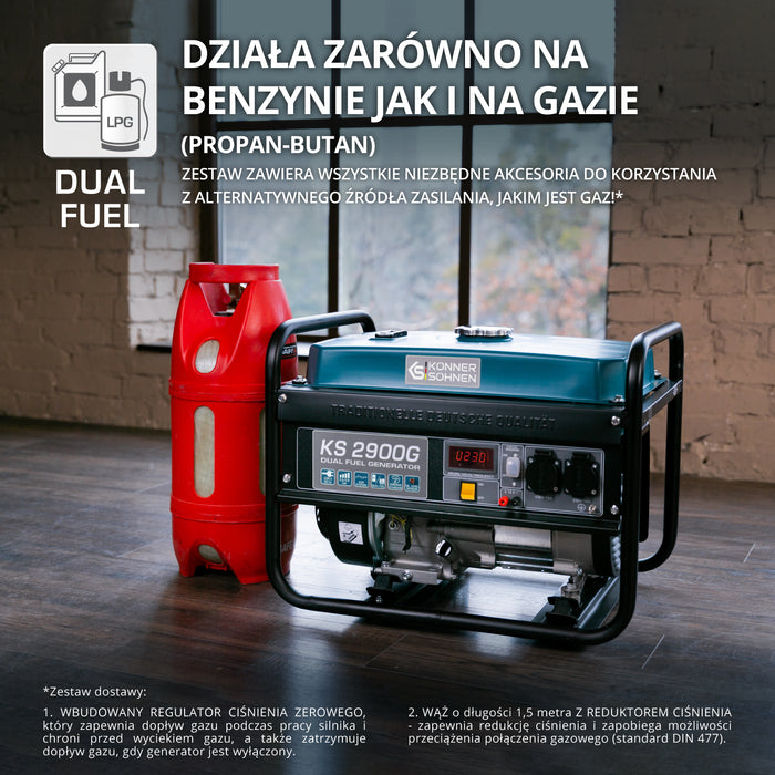 LPG/Benzininis generatorius "Könner & Söhnen" KS 2900G