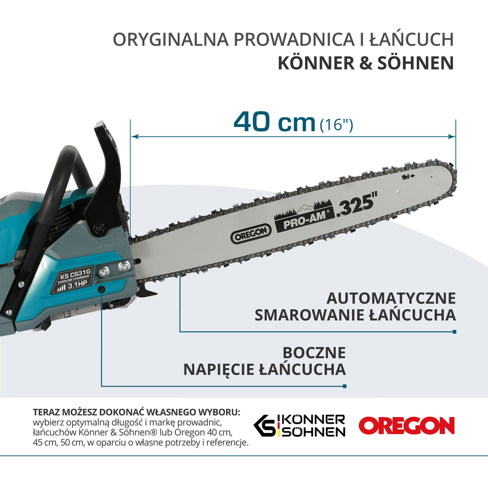 Benzininis grandininis pjūklas KS CS31G-16-1