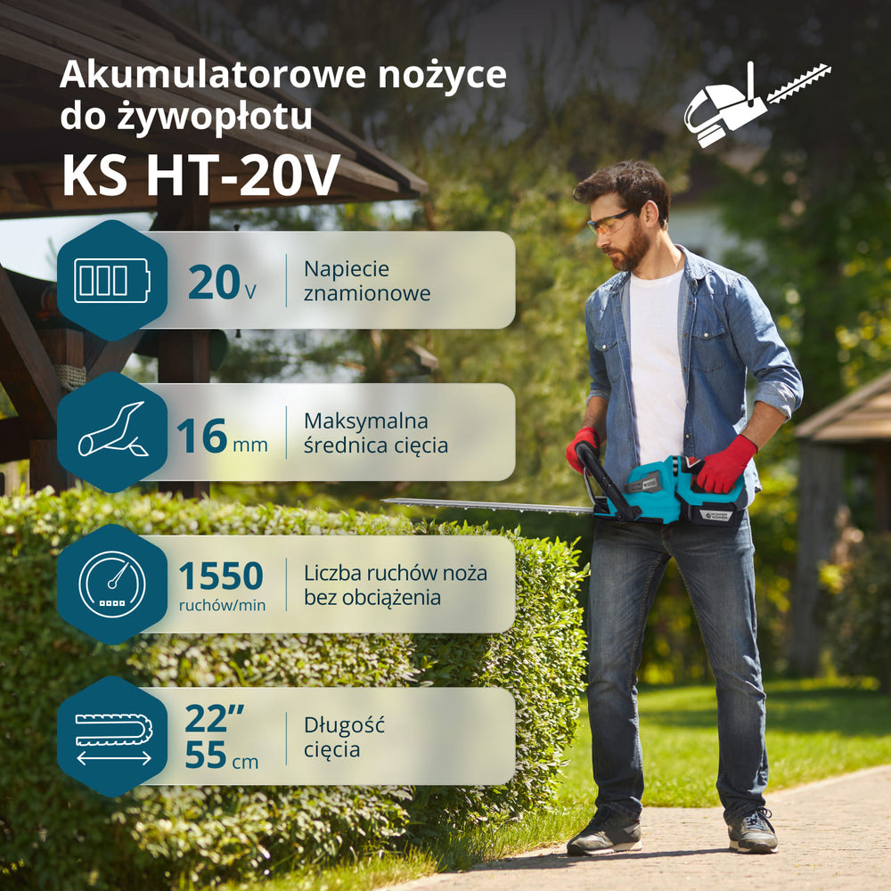 Vezeték nélküli sövénynyíró KS HT-20V