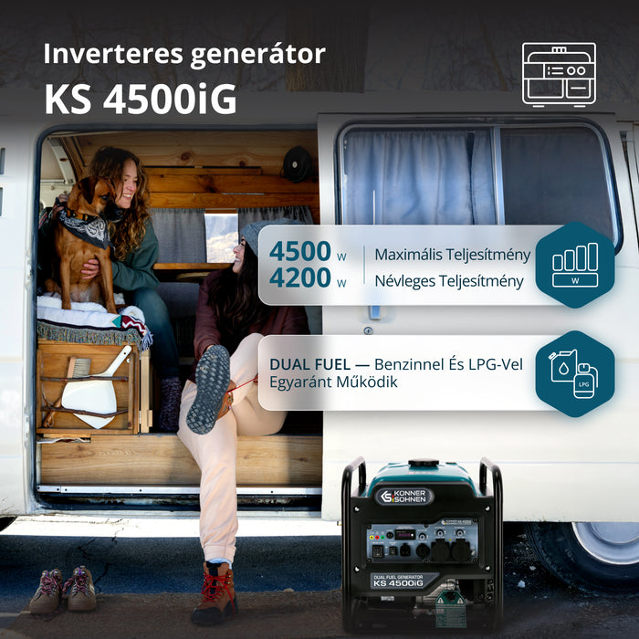 Kettős Üzemanyagú Inverteres Generátor KS 4500iG