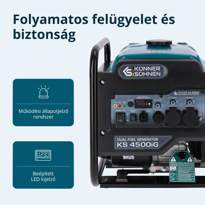 Kettős Üzemanyagú Inverteres Generátor KS 4500iG
