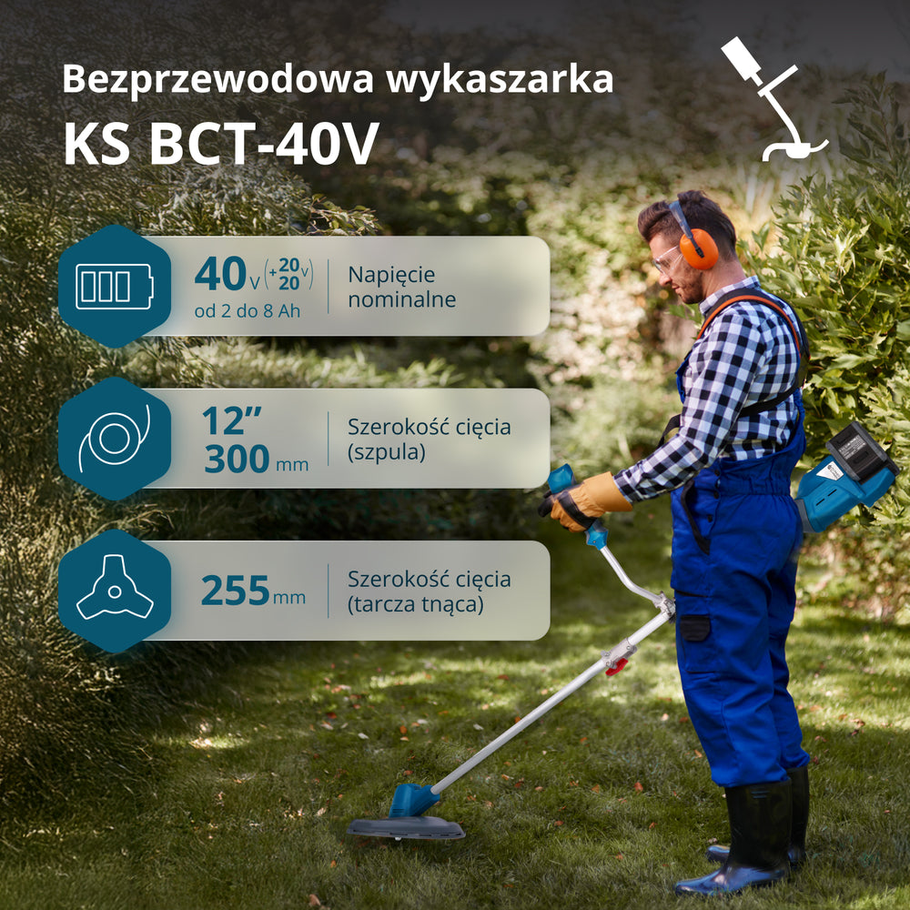 Bezvadu krūmgriezis un auklas trimmeris KS BCT-40V