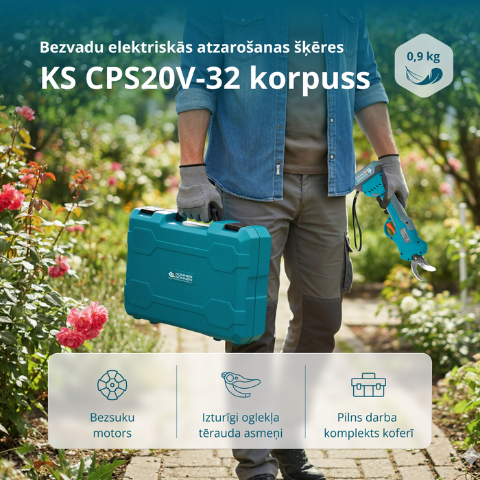 Bezvadu Elektriskās Atzarošanas Šķēres KS CPS20V-32 Kaste