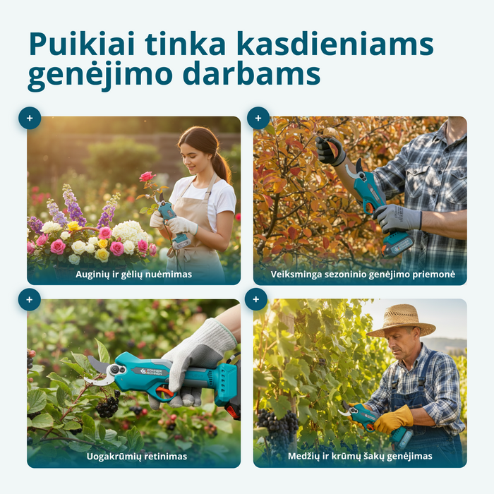 Belaidės elektrinės genėjimo žirklės KS CPS20V-32 CASE PLUS