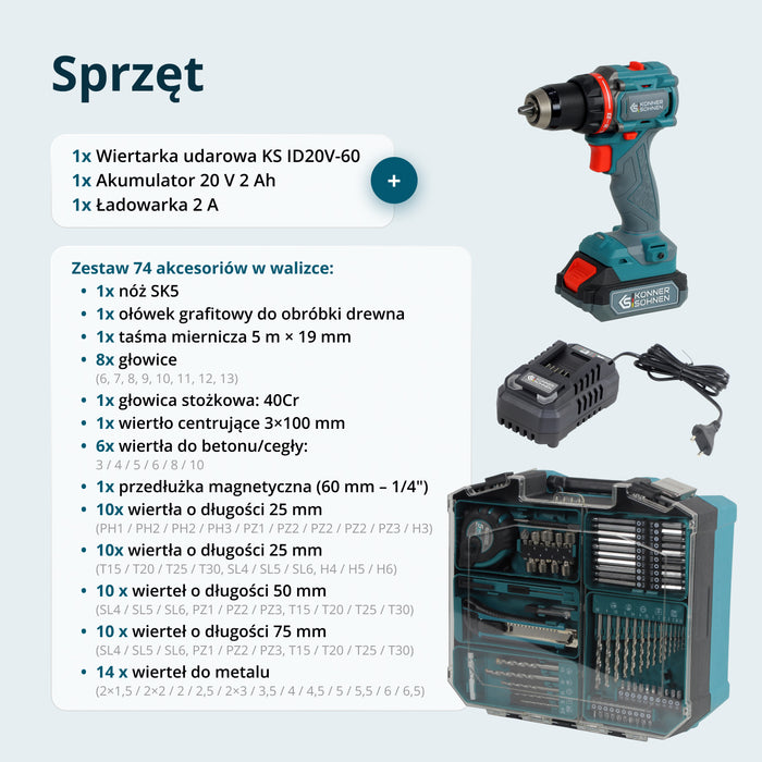 Zestaw Mistrzowski Bezprzewodowy KS ID20V-60 KIT 74