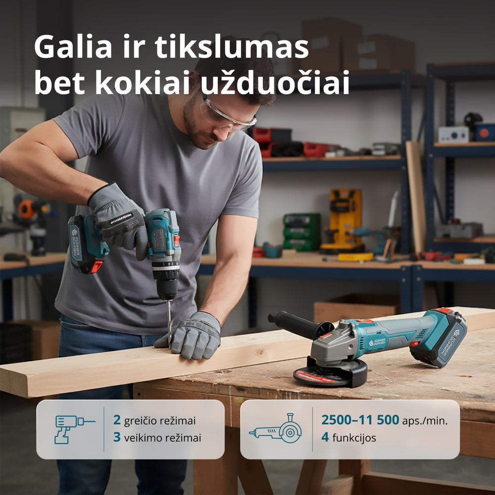 Belaidis pagrindinis rinkinys KS IDAGB 20V RINKINYS 1