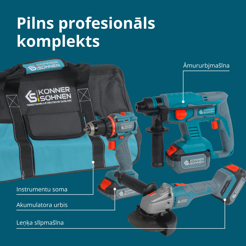 Bezvadu Master komplekts 3-in-1 komplekts KS RHAGD 20V KOMPLEKTS 3