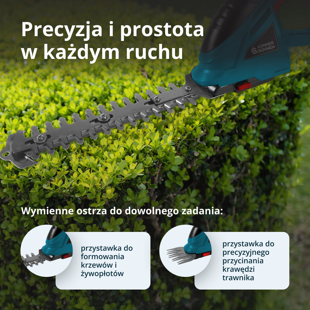 Akumulatorowe nożyce do trawy i żywopłotu 2 w 1 z przedłużaczem teleskopowym KS SHT-20V + Extension Pole