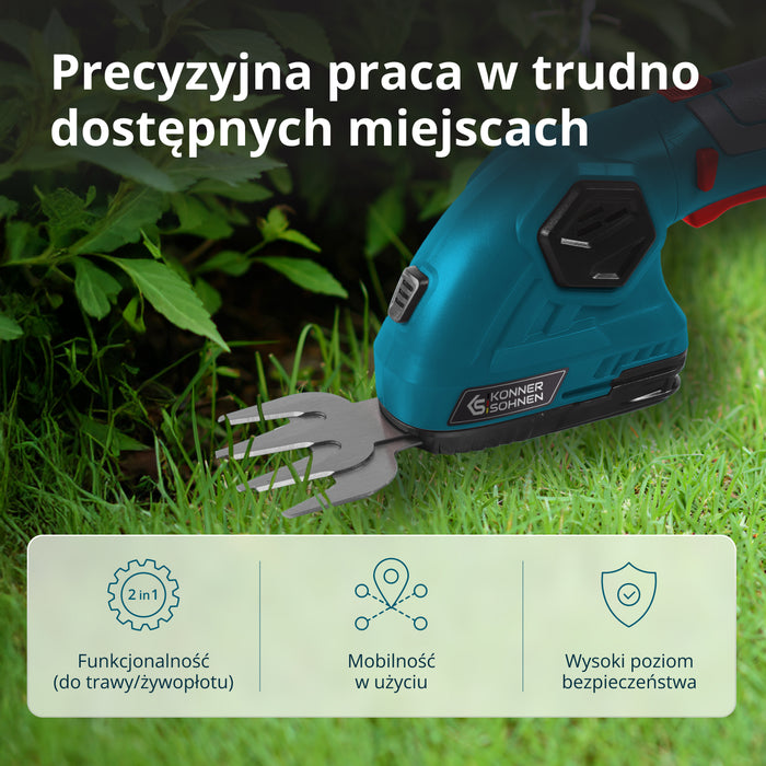 Bezvadu 2 vienā zāles šķēres un dzīvžoga trimmeris ar teleskopisko pagarinājuma kātu KS SHT-8V + pagarinājuma kāts