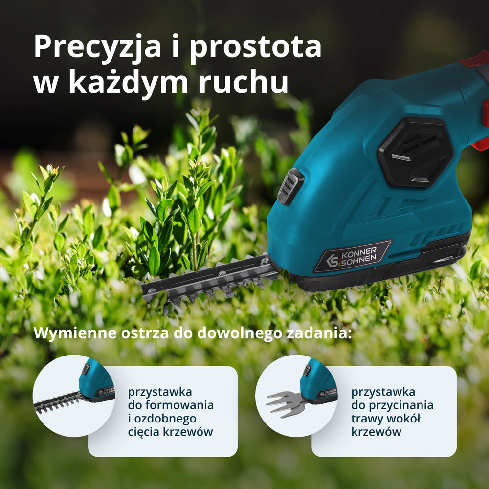 Bezvadu 2 vienā zāles šķēres un dzīvžoga trimmeris ar teleskopisko pagarinājuma kātu KS SHT-8V + pagarinājuma kāts