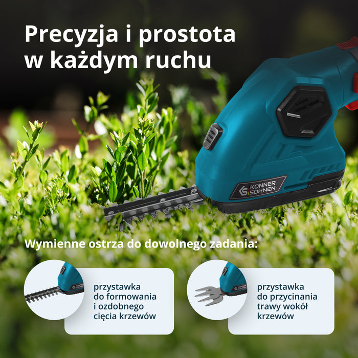 Bezvadu 2 vienā zāles šķēres un dzīvžoga trimmeris ar teleskopisko pagarinājuma kātu KS SHT-8V + pagarinājuma kāts