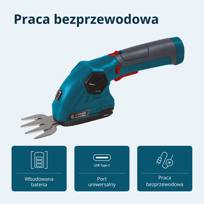 Bezvadu 2 vienā zāles šķēres un dzīvžoga trimmeris ar teleskopisko pagarinājuma kātu KS SHT-8V + pagarinājuma kāts