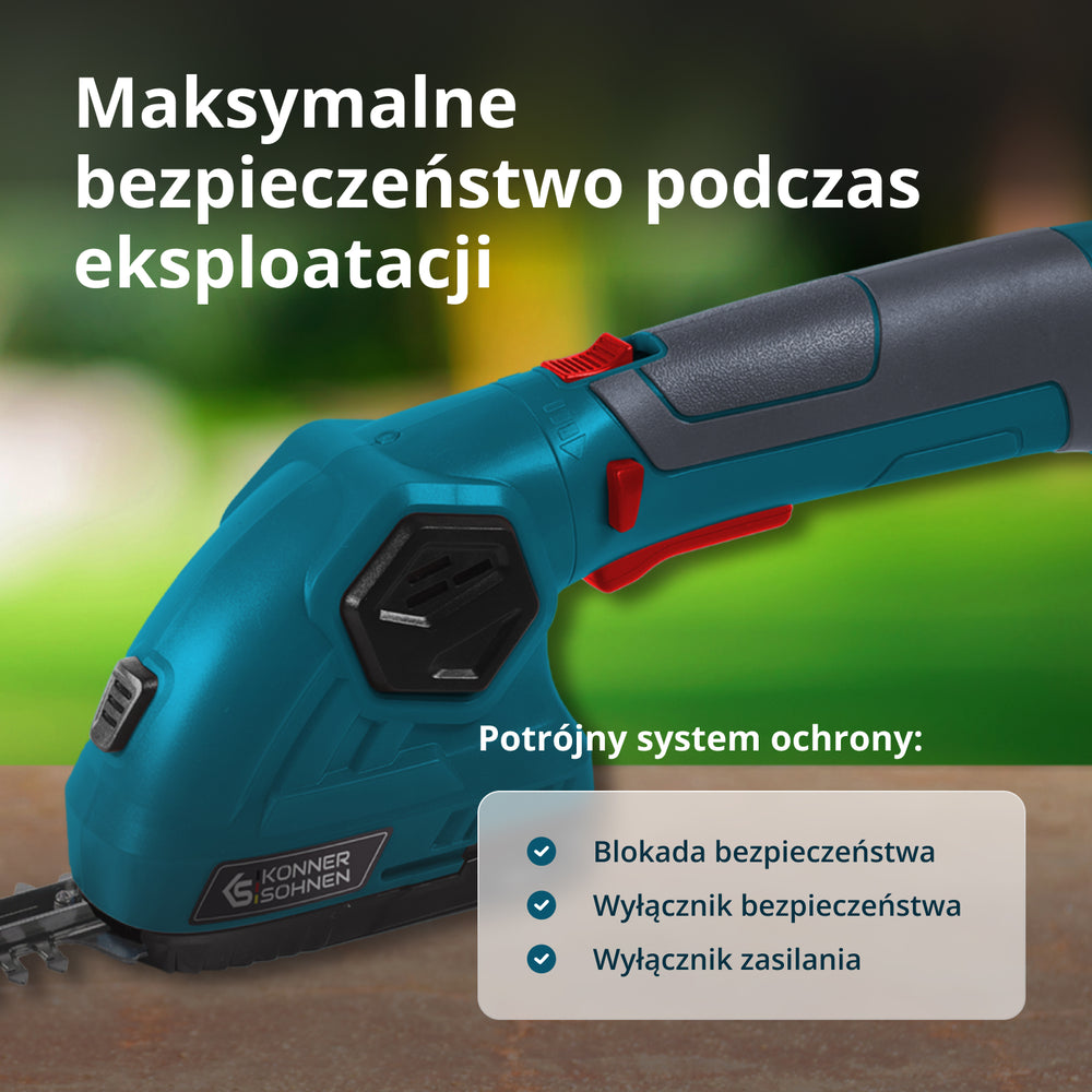 Bezvadu 2 vienā zāles šķēres un dzīvžoga trimmeris ar teleskopisko pagarinājuma kātu KS SHT-8V + pagarinājuma kāts