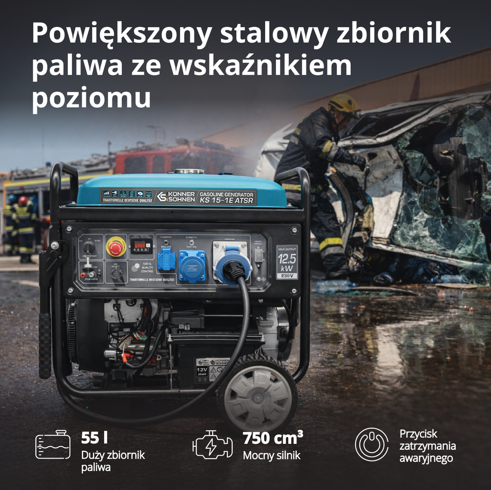 2-cylindrowy generator benzynowy „Könner & Söhnen” KS 15-1E ATSR