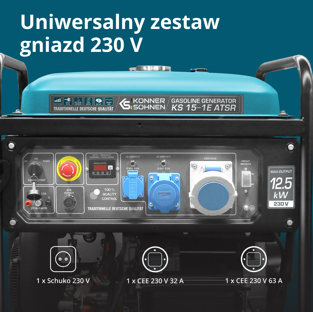 2-cylindrowy generator benzynowy „Könner & Söhnen” KS 15-1E ATSR