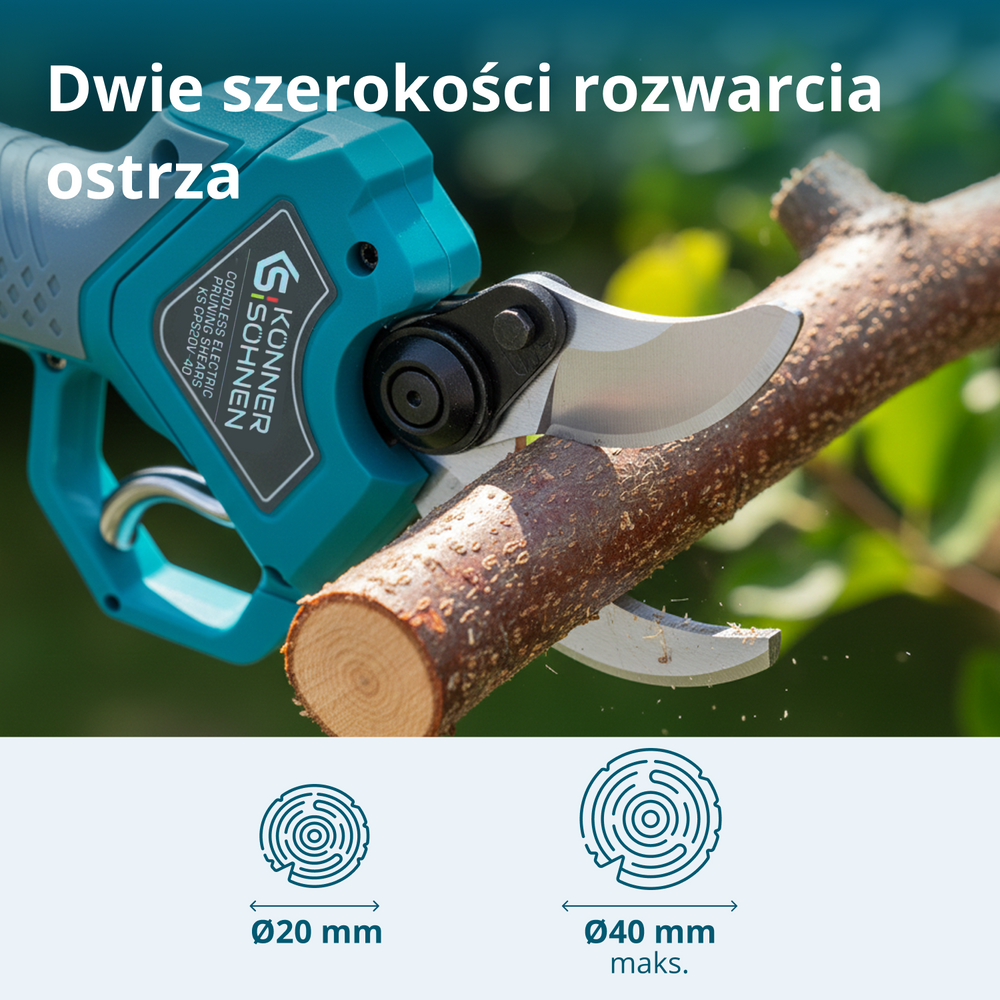 Vezeték nélküli elektromos metszőolló KS CPS20V-40 tok