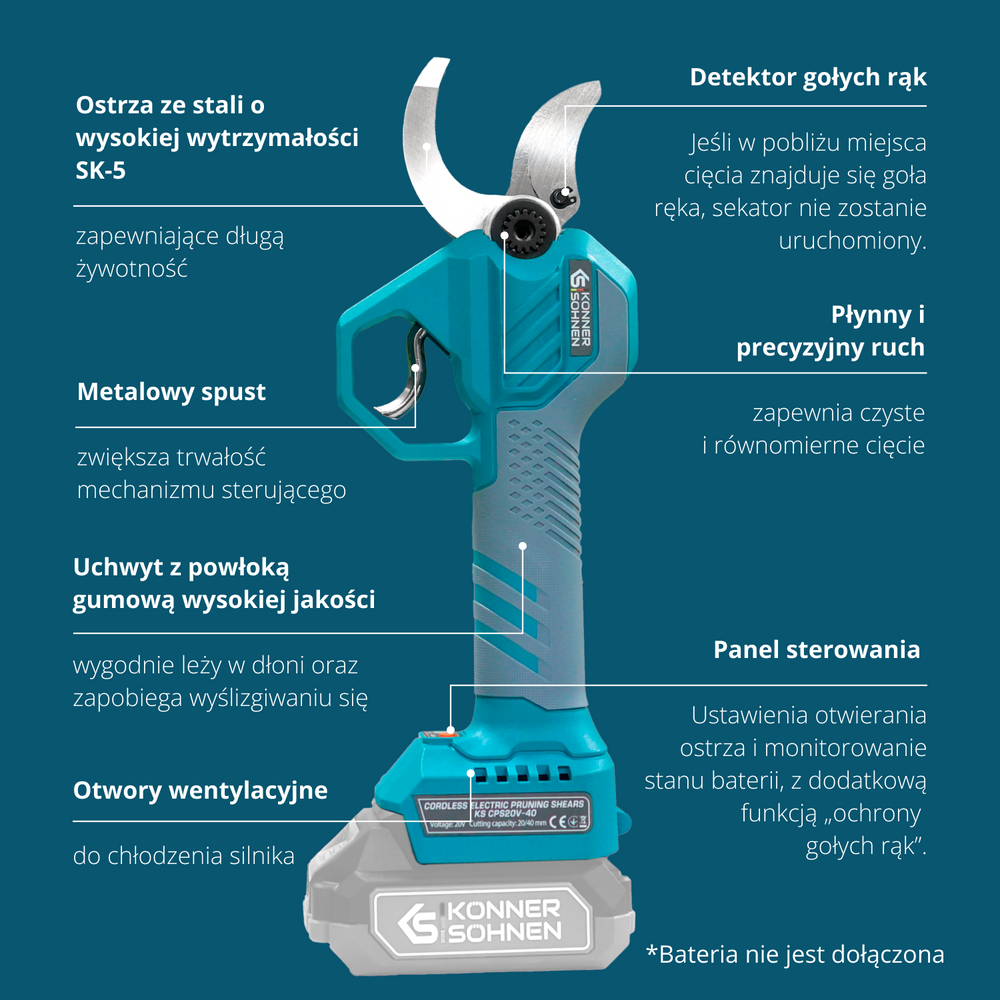 Vezeték nélküli elektromos metszőolló KS CPS20V-40