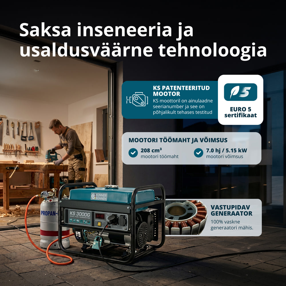 LPG/Bensiin Generaator "Könner & Söhnen" KS 3000G