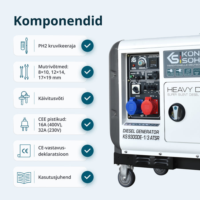 Diiselgeneraator "Könner & Söhnen" KS 9300DE-1/3 ATSR (EURO V)