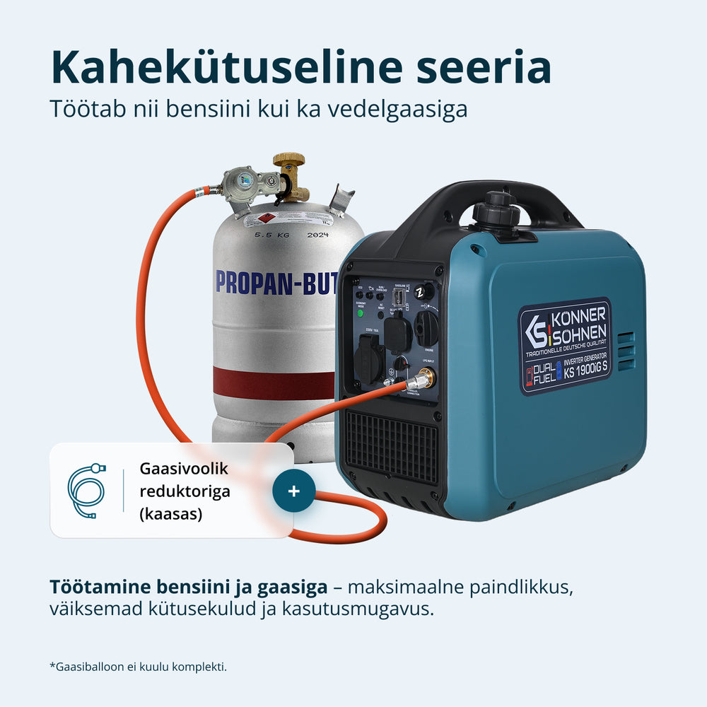 Invertergeneraator (LPG/bensiin) KS 1900iG S