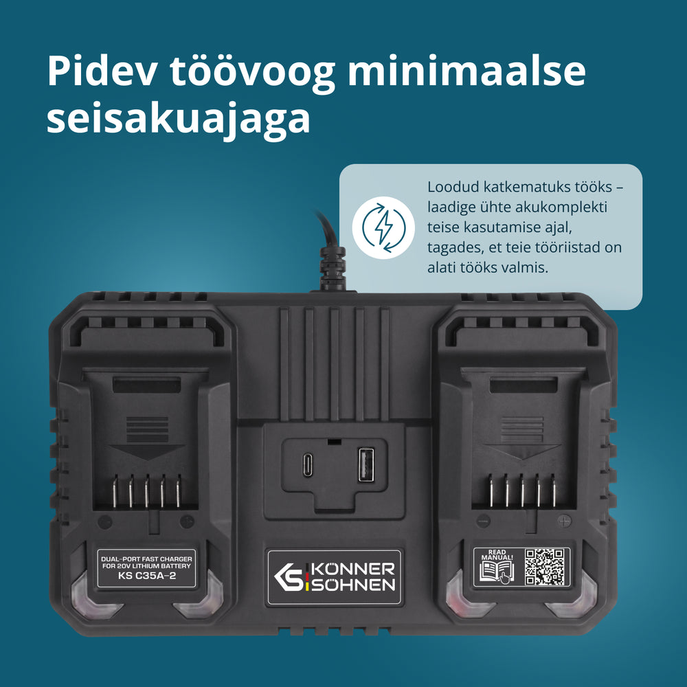Kahepesaga laadija 20V laetavatele akudele KS C35A-2