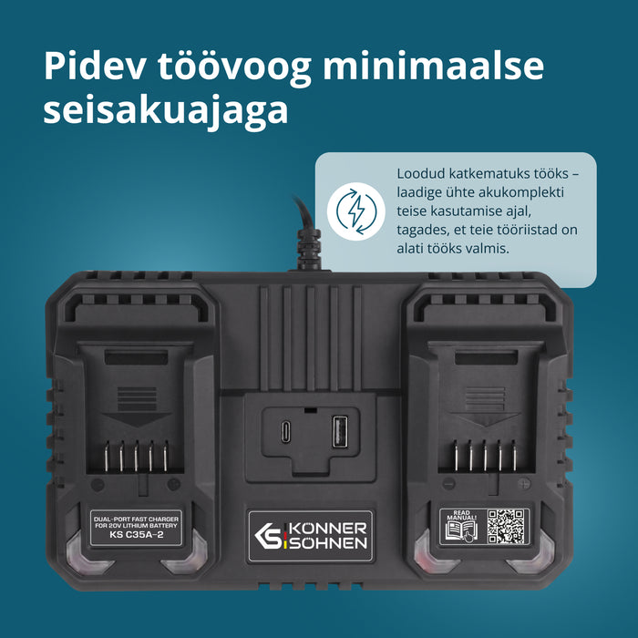 Kahepesaga laadija 20V laetavatele akudele KS C35A-2