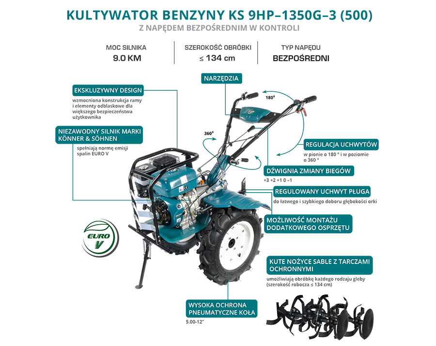 Glebogryzarka spalinowa KS 9HP-1350G-3 (500)