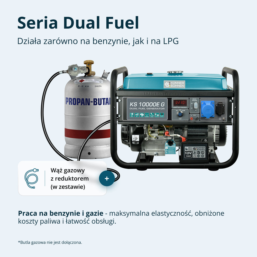 LPG/Bensiin Generaator "Könner & Söhnen" KS 10000E G