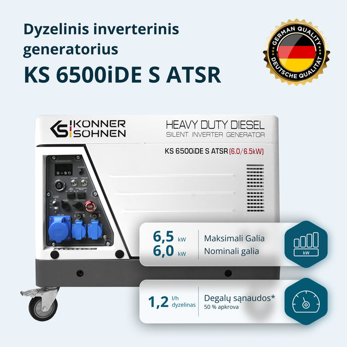 Dyzelinis inverterinis generatorius garso izoliacijos korpuse KS 6500iDE S ATSR