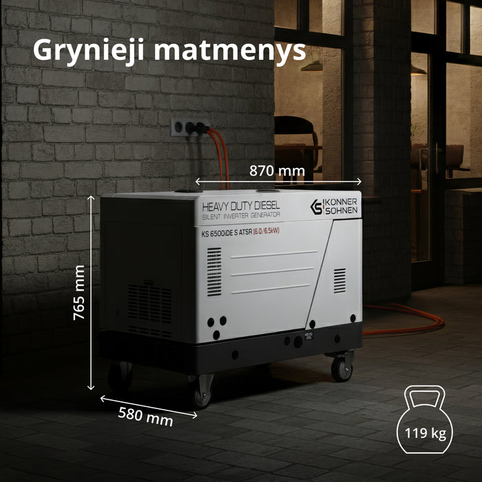Dyzelinis inverterinis generatorius garso izoliacijos korpuse KS 6500iDE S ATSR