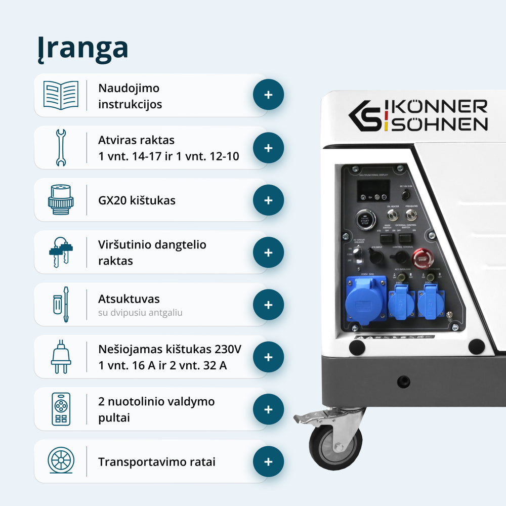Dyzelinis inverterinis generatorius garso izoliacijos korpuse KS 6500iDE S ATSR
