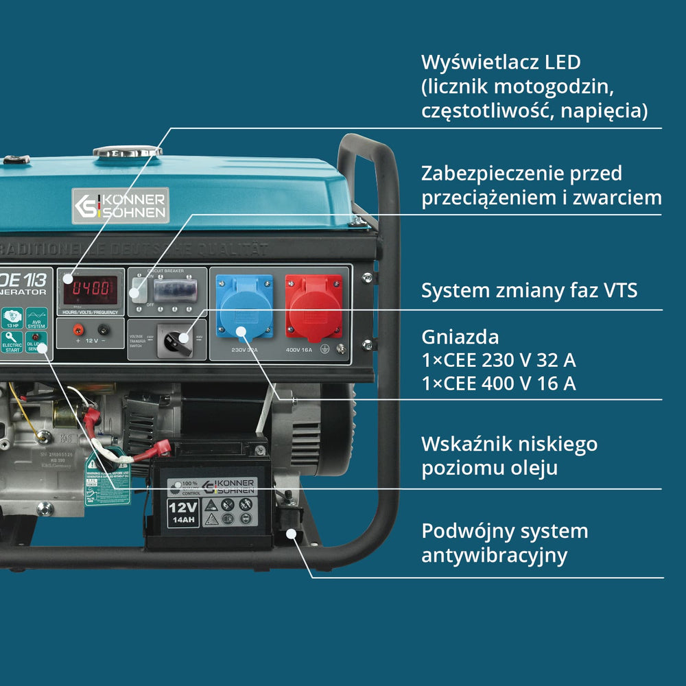 Bensiinigeneraator "Könner & Söhnen" KS 7000E 1/3