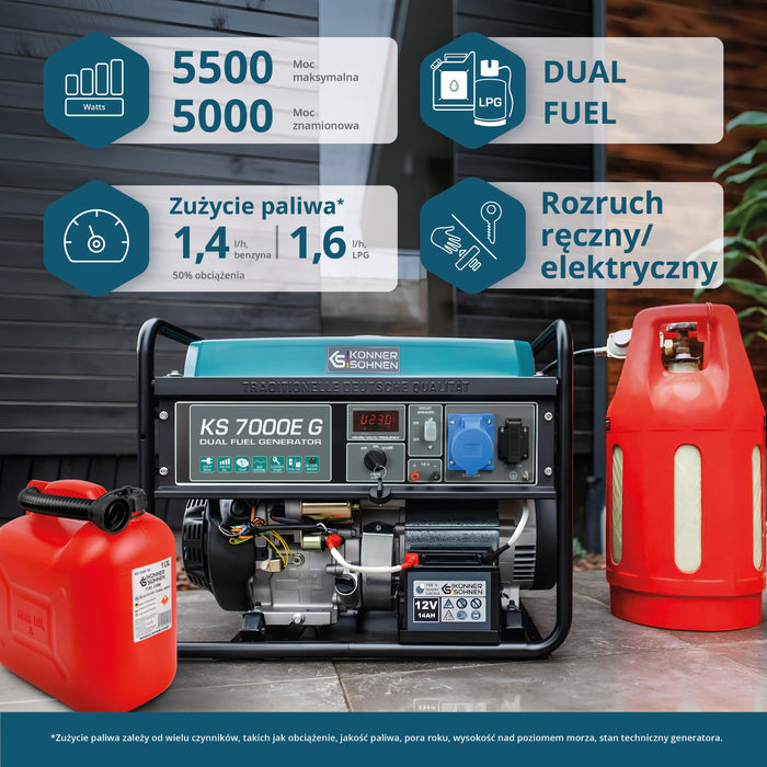 LPG/Benzin Generátor "Könner & Söhnen" KS 7000E G