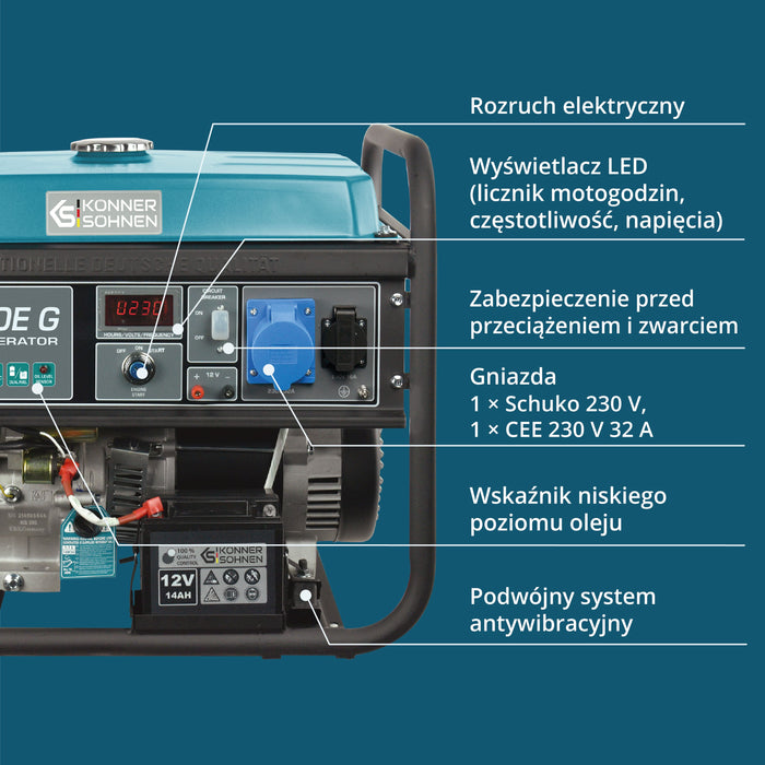 LPG/Benzin Generátor "Könner & Söhnen" KS 7000E G