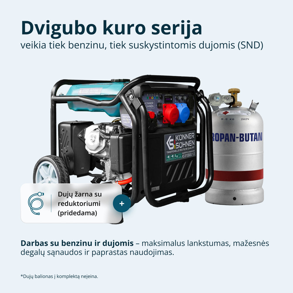LPG/benzino inverterinis generatorius KS 8100iEG 1/3