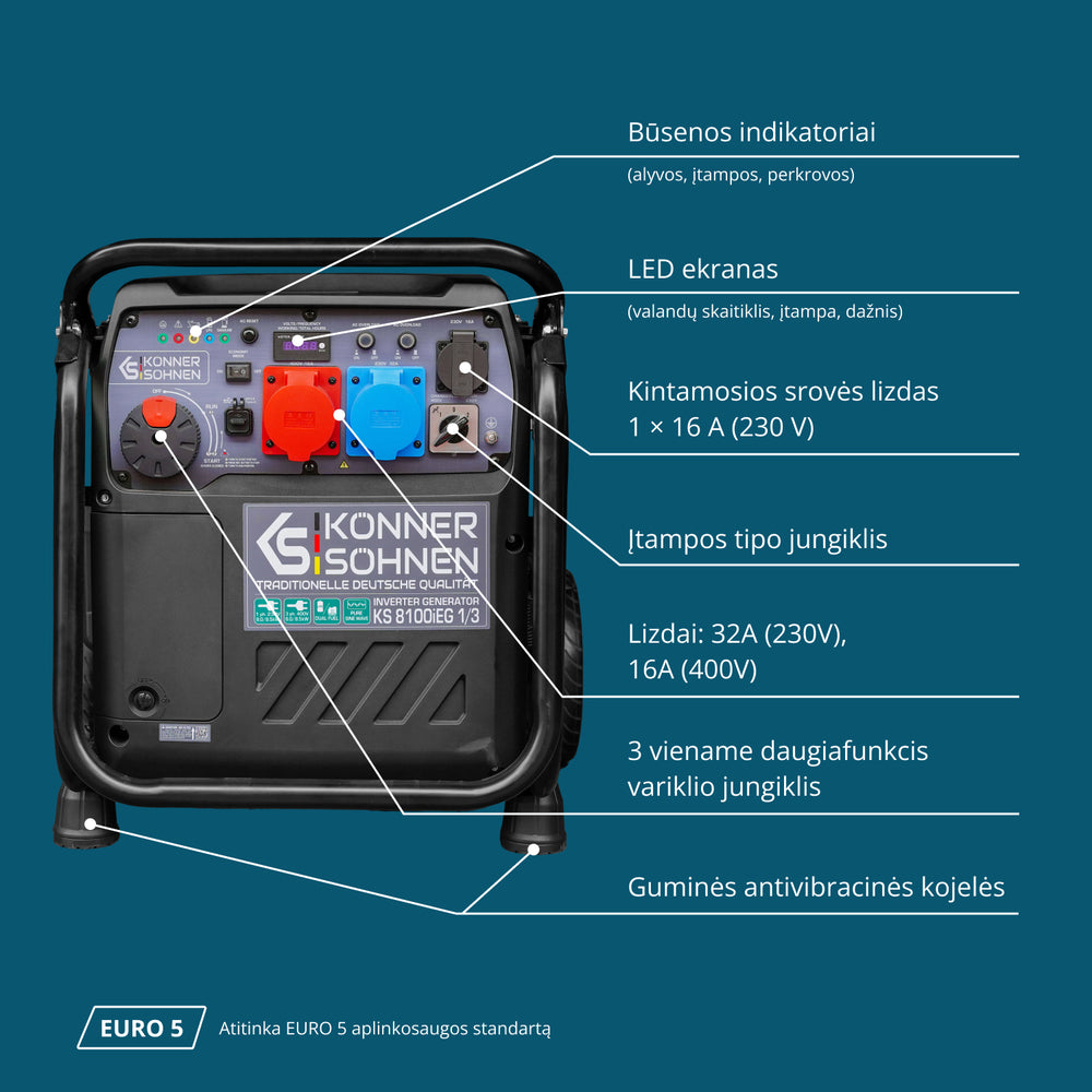 LPG/benzino inverterinis generatorius KS 8100iEG 1/3