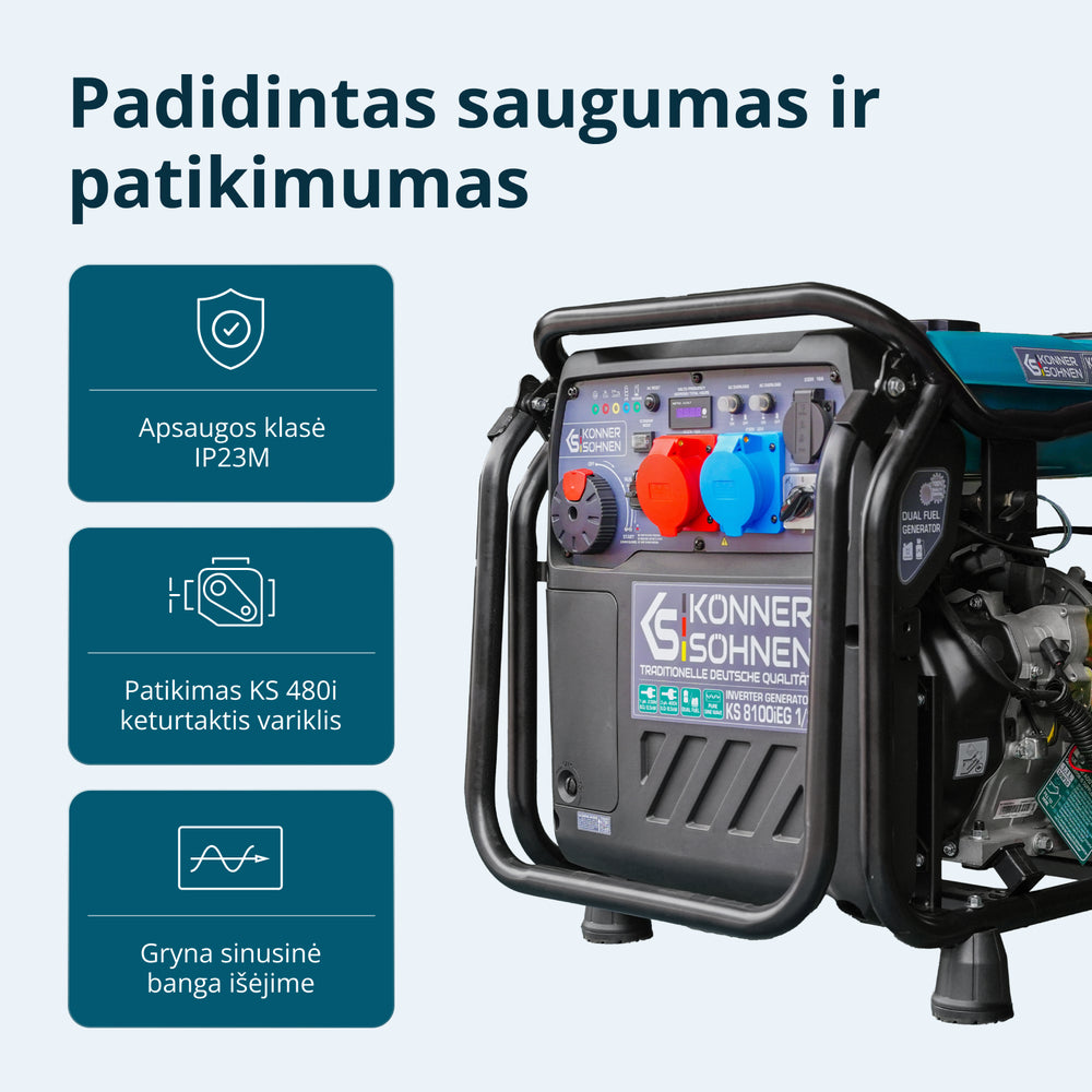 LPG/benzino inverterinis generatorius KS 8100iEG 1/3