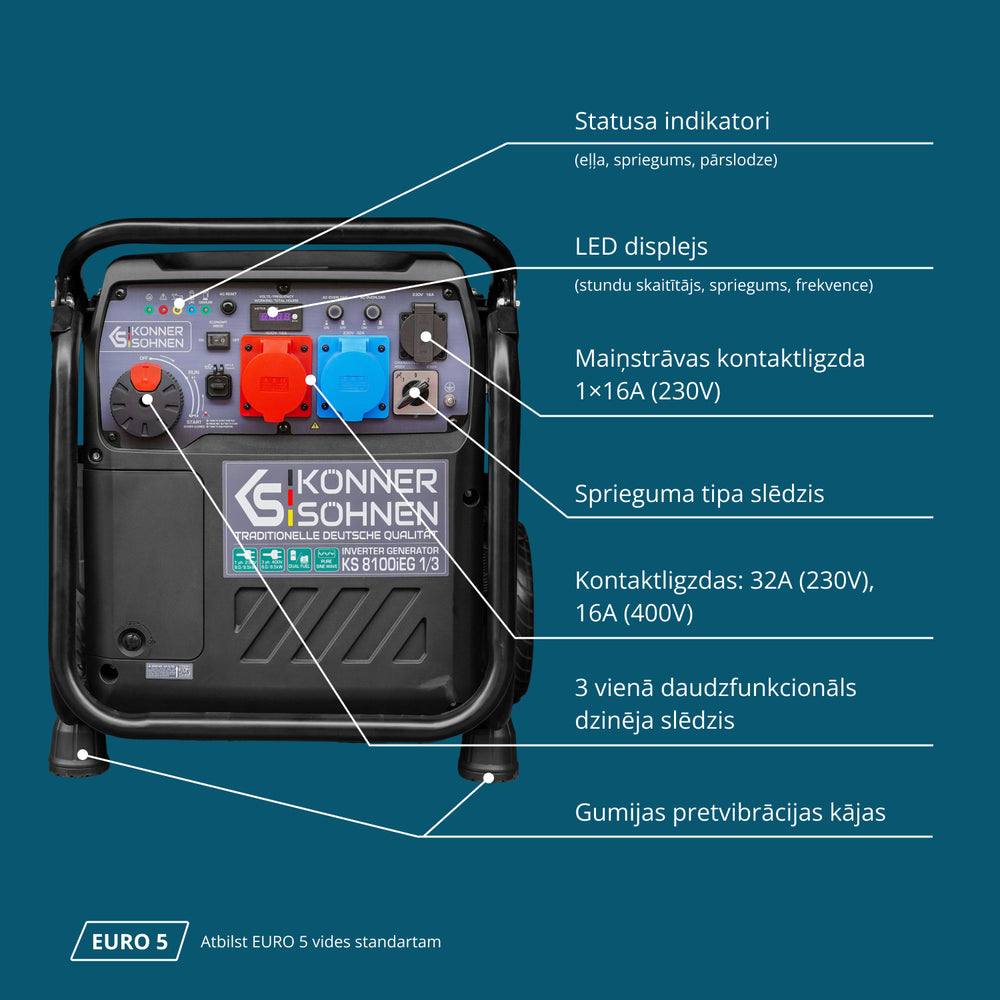 LPG/benzīna invertora ģenerators KS 8100iEG 1/3