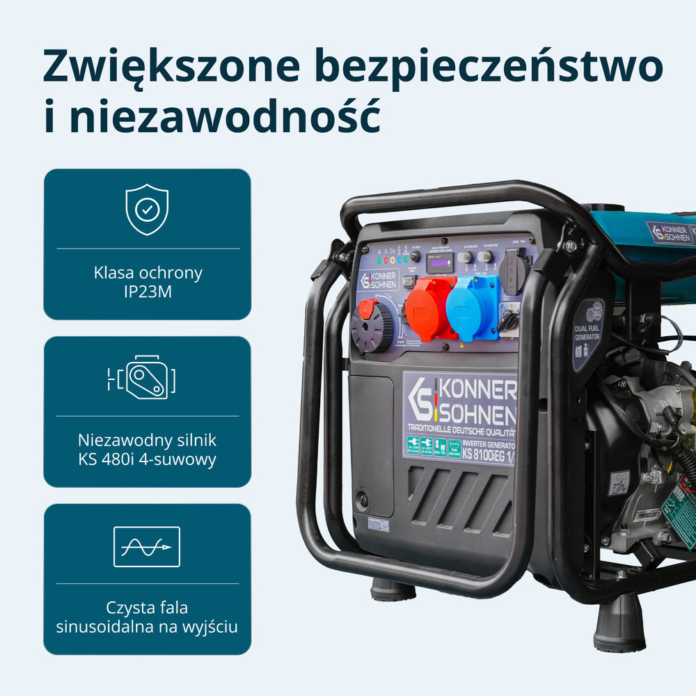LPG/benzin inverteres generátor KS 8100iEG 1/3