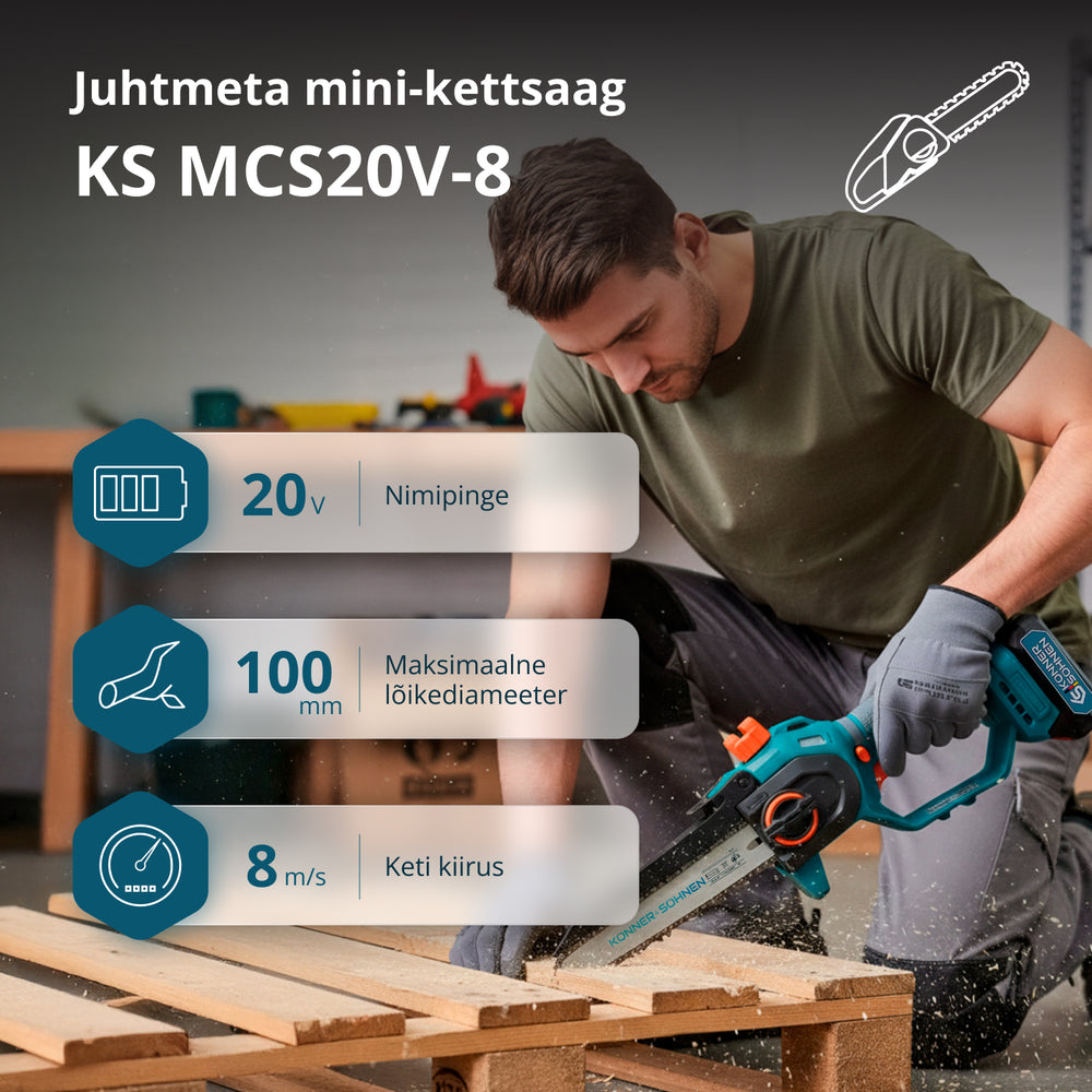 Juhtmeta Mini Kettsaag KS MCS20V-8