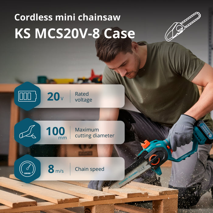 Cordless Mini Chainsaw KS MCS20V-8 Case