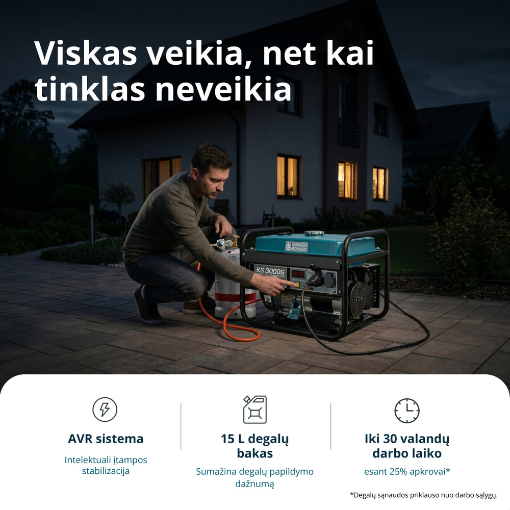 LPG/Benzininis generatorius "Könner & Söhnen" KS 3000G