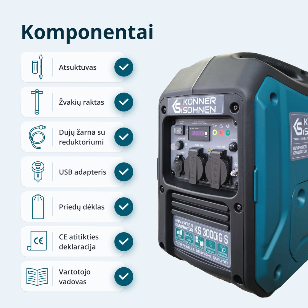 LPG/benzino inverterinis generatorius KS 3000iG S
