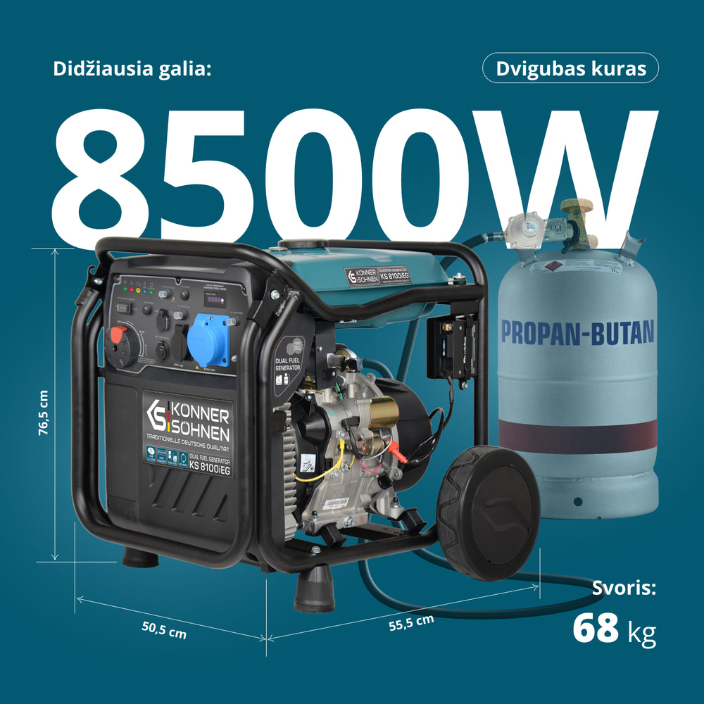 LPG/benzino inverterinis generatorius KS 8100iEG