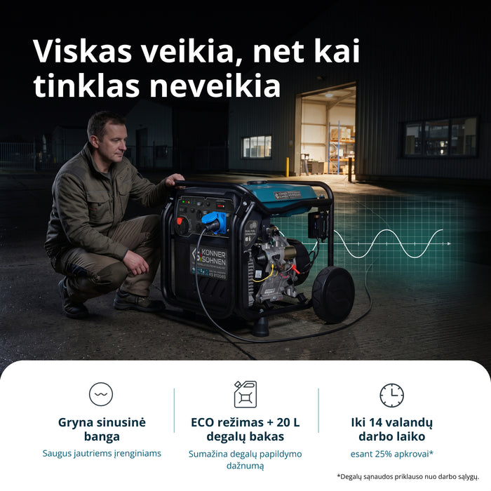 LPG/benzino inverterinis generatorius KS 8100iEG