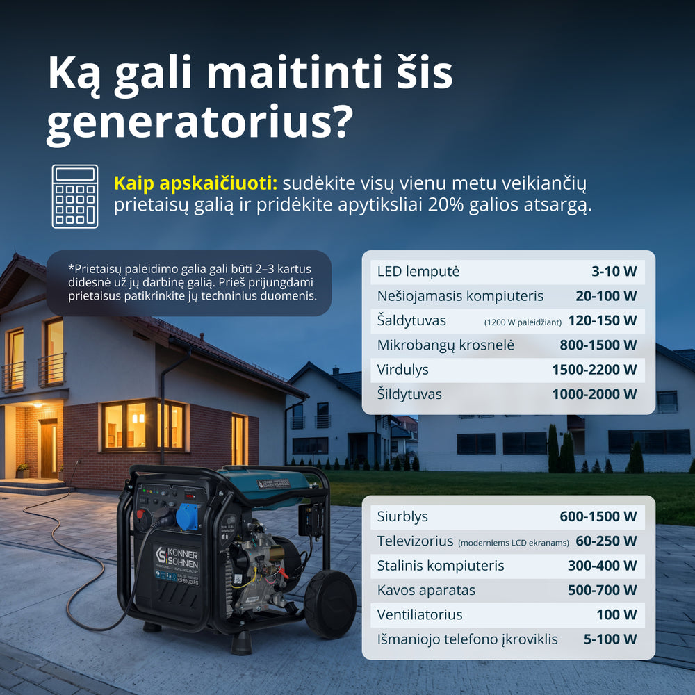 LPG/benzino inverterinis generatorius KS 8100iEG
