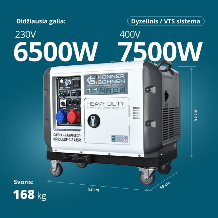 Dyzelinis generatorius "Könner & Söhnen" KS 9300DE-1/3 ATSR (EURO V)