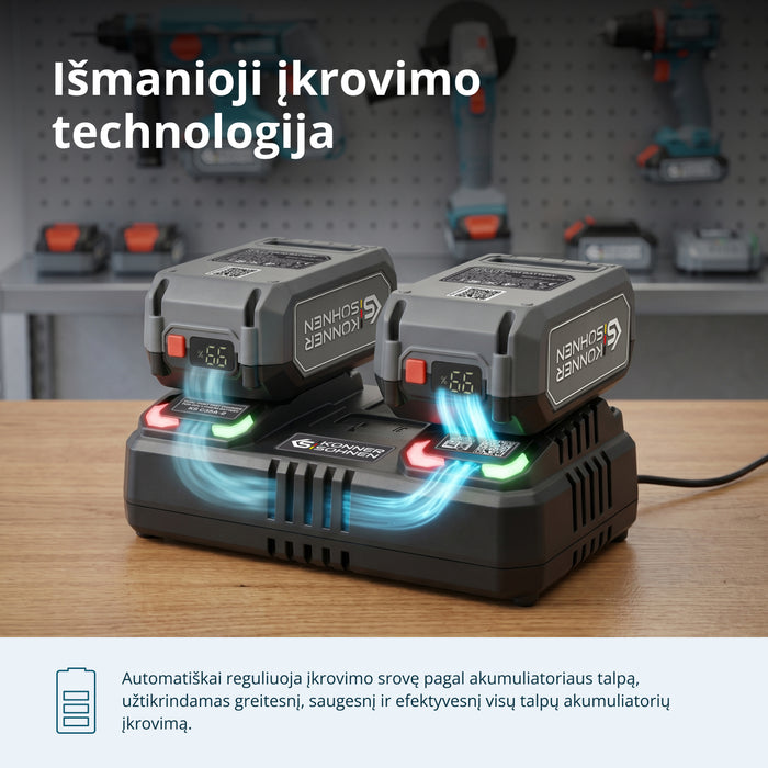 Dvigubas įkroviklis 20V įkraunamoms baterijoms KS C35A-2