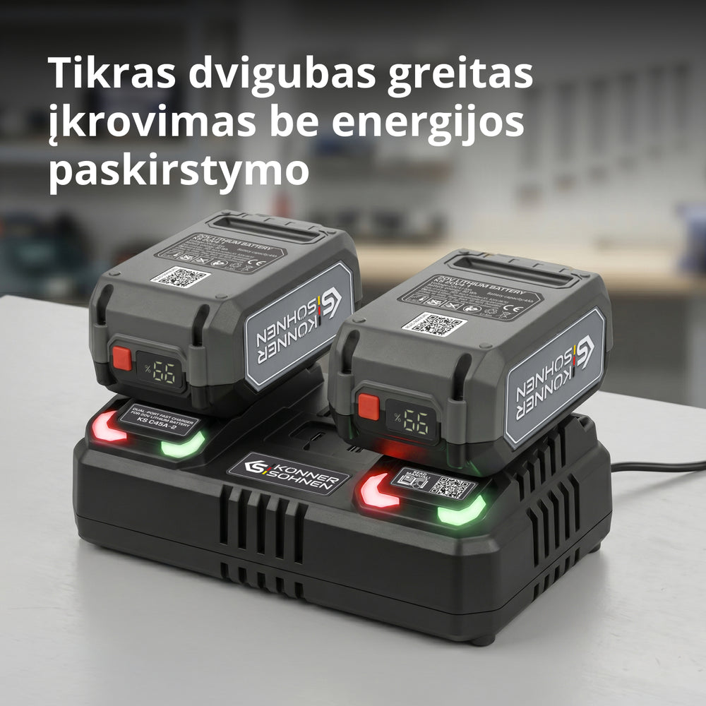 Dvigubas įkroviklis įkraunamoms baterijoms 20V KS C45A-2